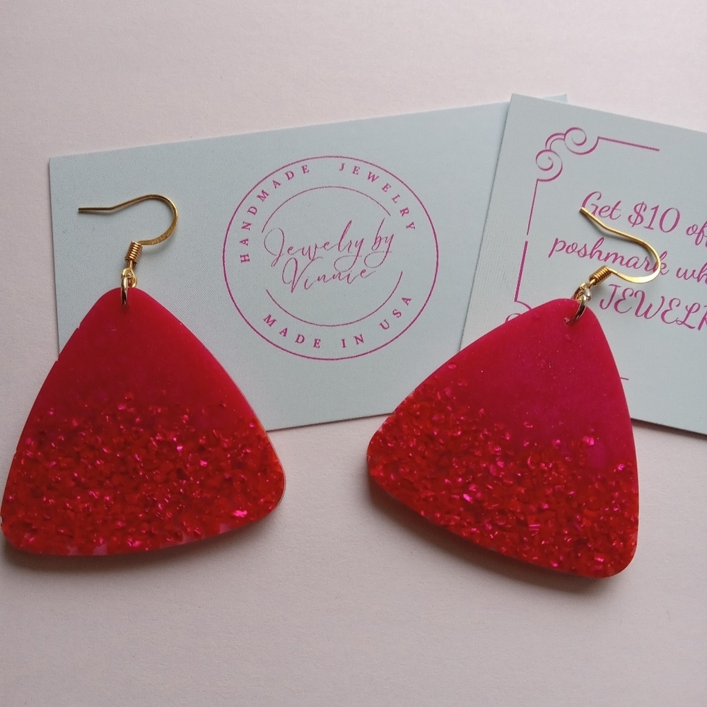 Hand Crafted Sparkling Pink Earrings
